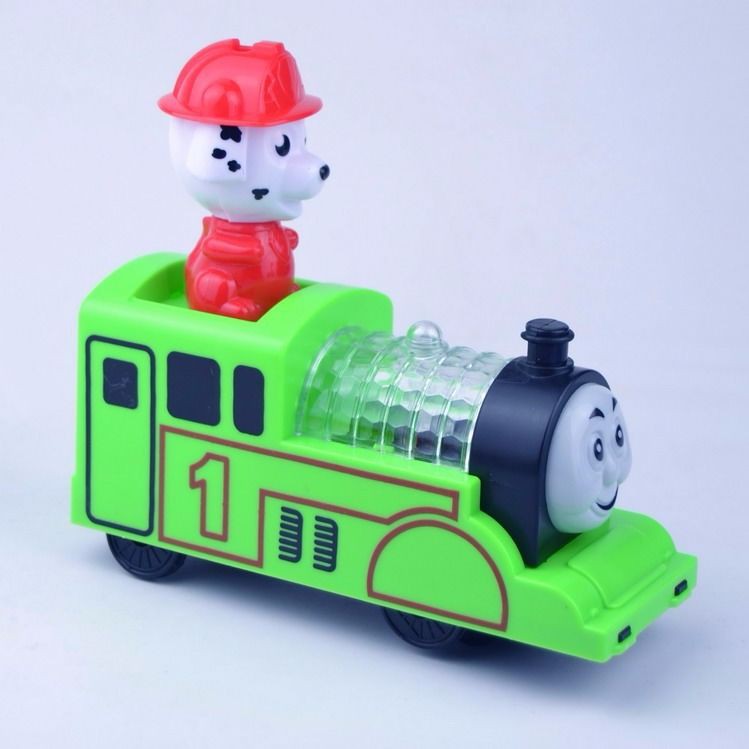 đồ chơi chó tàu có nhạc đầy màu sắc Mô hình trẻ em bé trai tàu điện đa năng đèn ô tô đồ chơi
