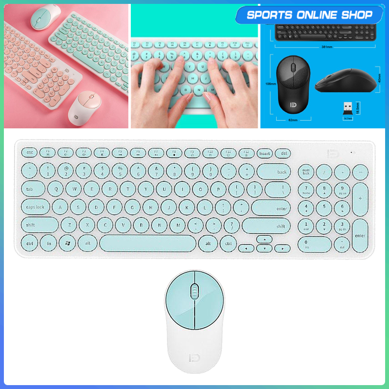 Bàn Phím Và Chuột Không Dây Tròn Mỏng 2.4g | BigBuy360 - bigbuy360.vn