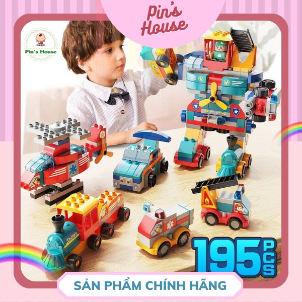 Đồ chơi xếp hình lego duplo robot 195 mảnh ghép 6 kiểu lắp model 1669