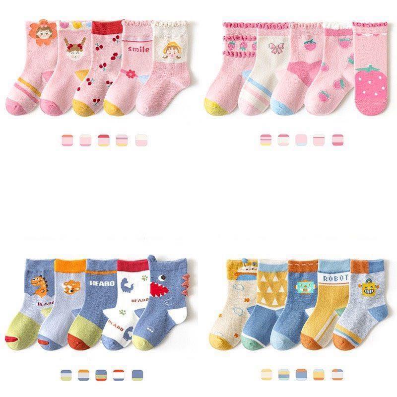 Set 5 Đôi Tất Họa Tiết Cho Bé Trai, Bé Gái Cotton Co Giãn 8433 (Mẫu Giao Ngẫu Nhiên) - Jumping Beans Official Store