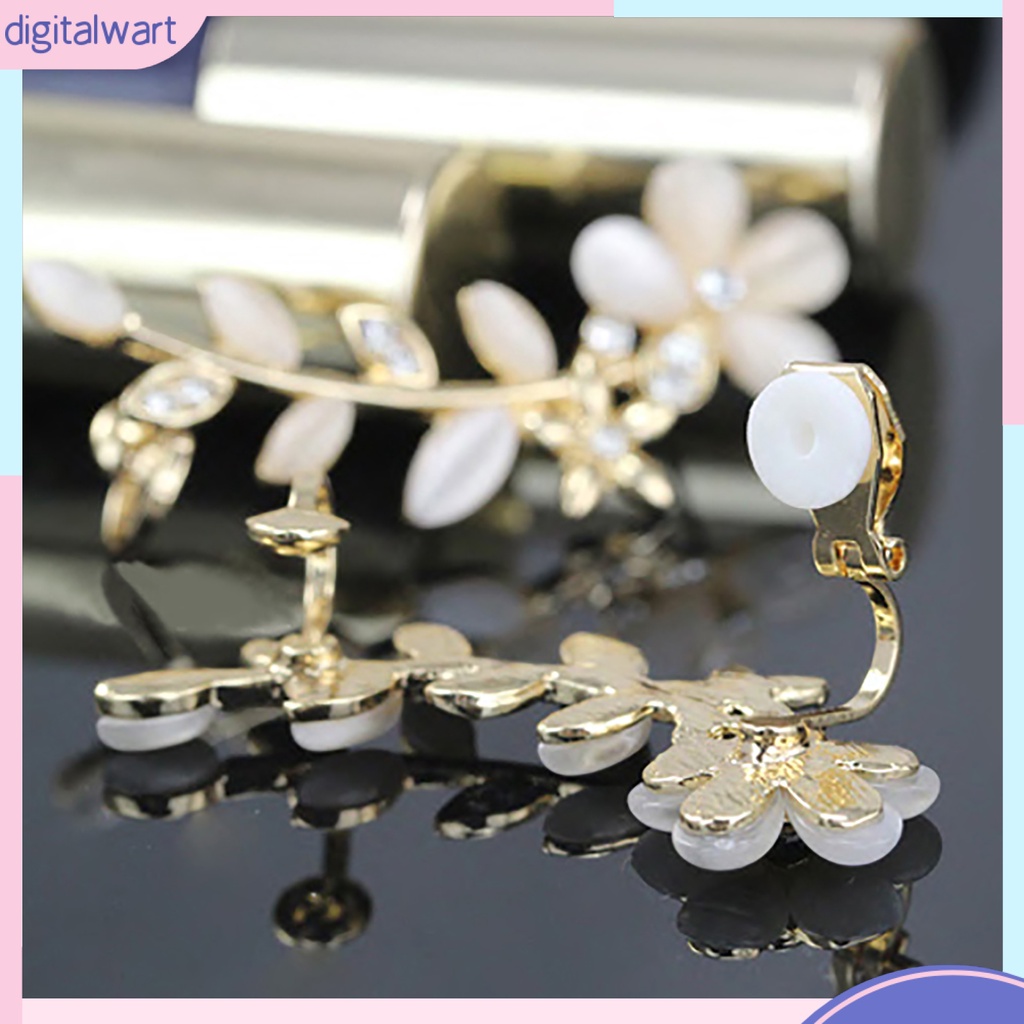Khuyên kẹp vành tai hình hoa đính đá xinh xắn cho nữ