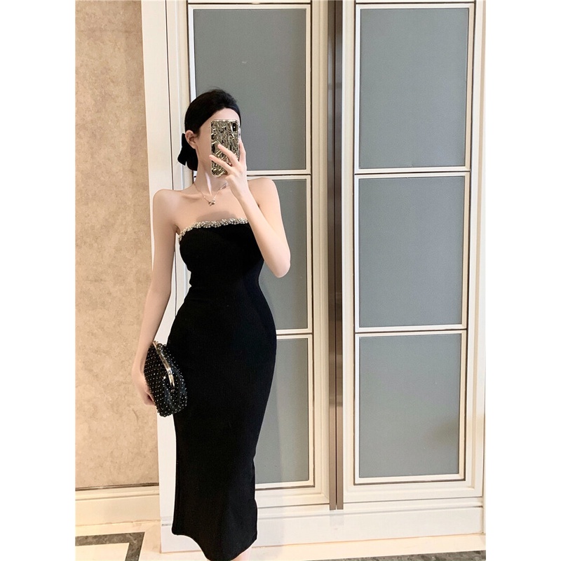 ZY·HT 🌷 Đầm màu đen Phù Dâu Thời Trang Hàn Quốc Quyến Rũ Cho Nữ váy dạ hội O2608