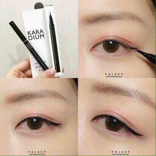 🌸Hoanghoathai 🌸 [Auth Hàn] Bút Kẻ Mắt Nước Karadium Không Trôi Waterproof Brush Liner Black Vỏ Trắng - Bút Kẻ Dạ Karad