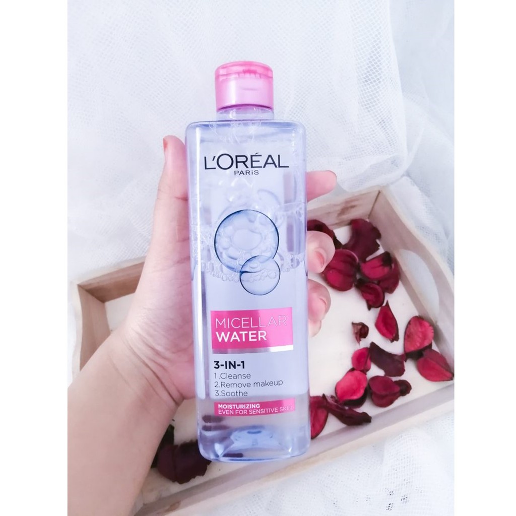 Nước Tẩy Trang Dưỡng Ẩm L'Oreal Paris 3-in-1 Moisturizing Micellar Water 400ml (Hồng)