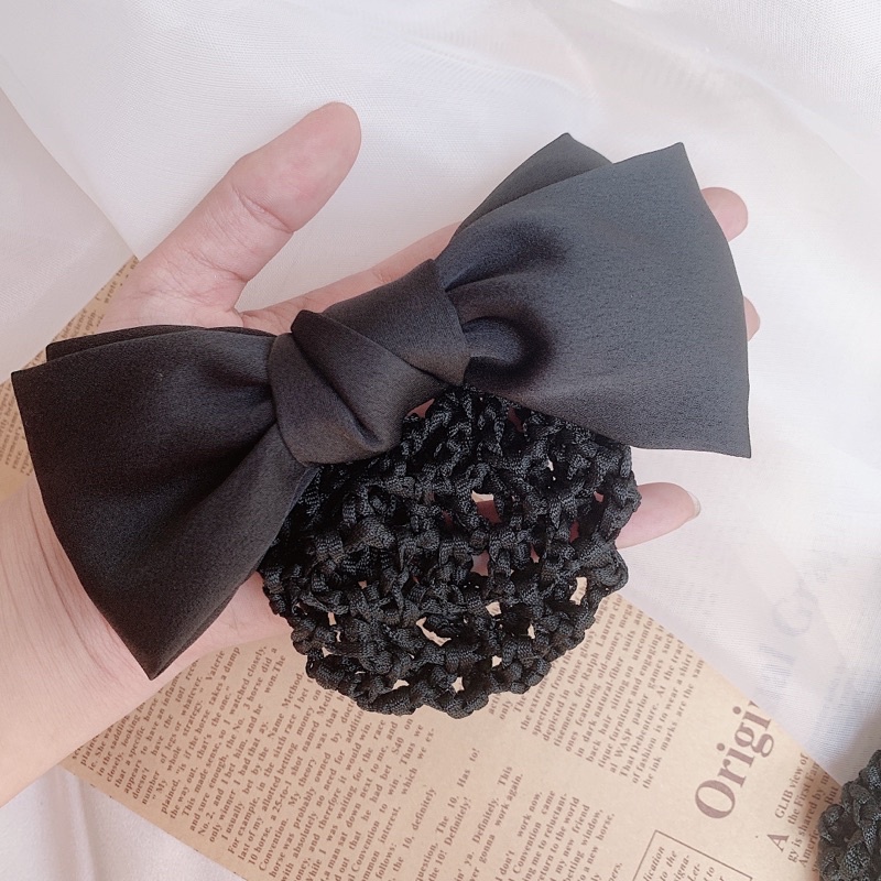 Kẹp tóc búi lưới công sở nơ lụa hàng thiết kế L10