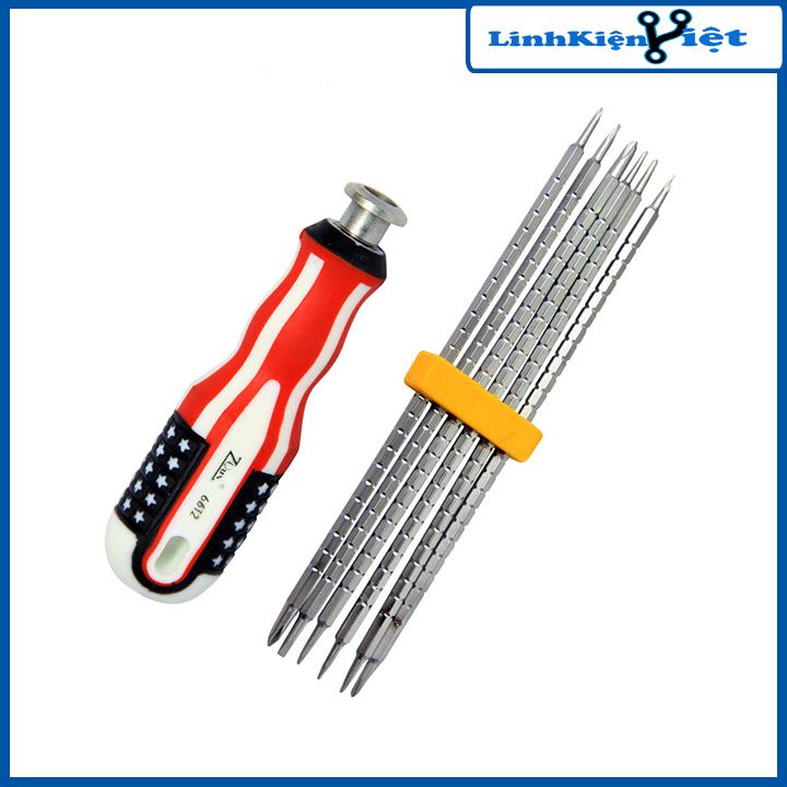 Bộ tô vít cờ Mỹ 6 trong 1 cao cấp 12 đầu vặn vít, tua vít đóng đảo chiều tiện lợi, đa năng