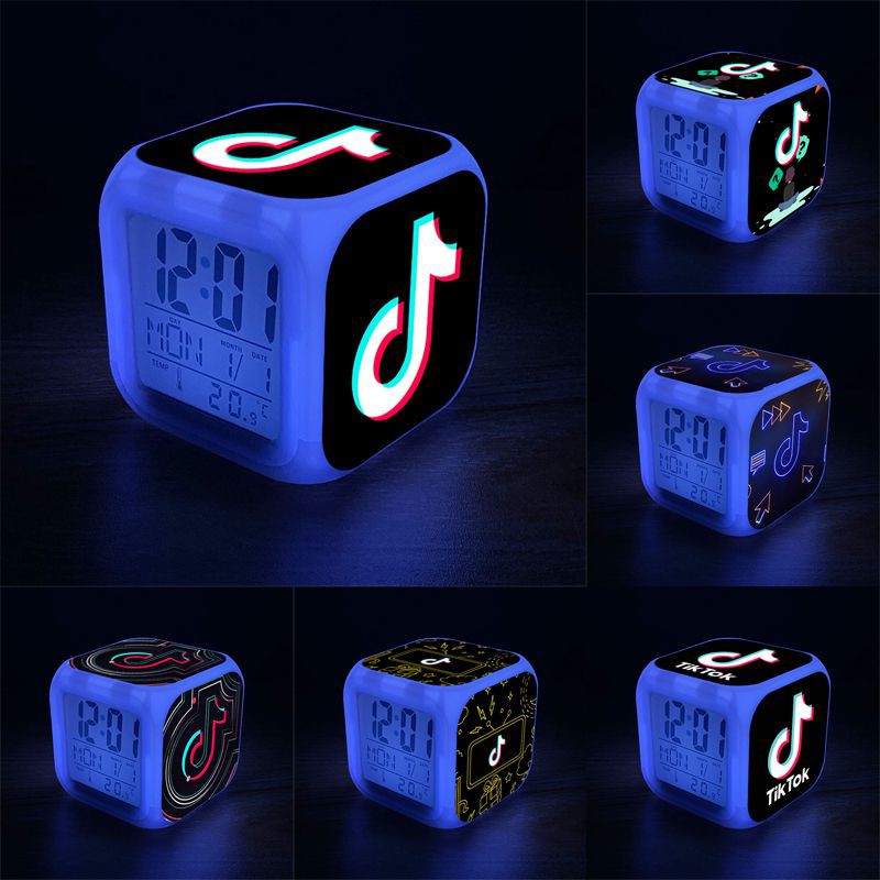 Tik Tok LED Alarm Clock Multi-Function 7 Color Change Digital Luminous Kids Gift