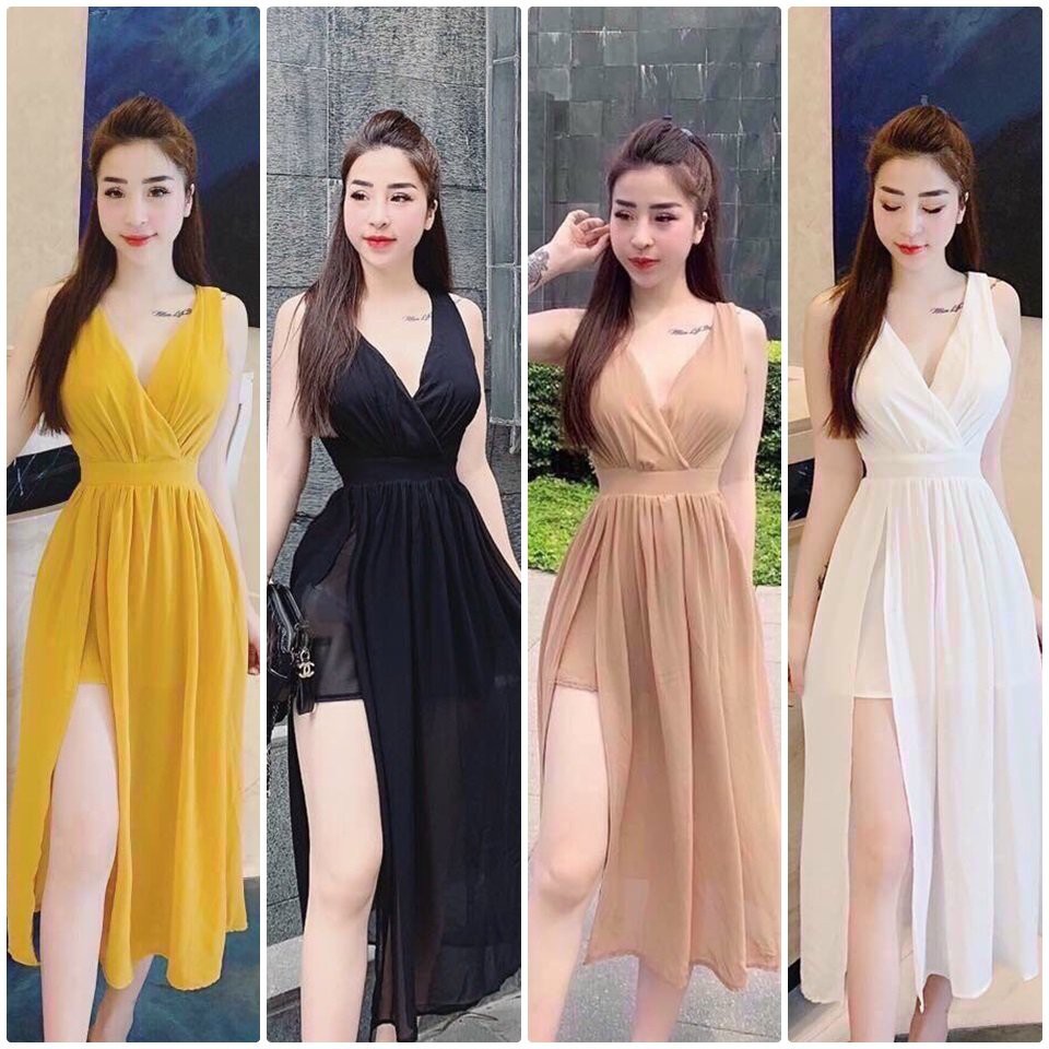 [FREE SIZE ĐẾN 52KG] ĐẦM MAXI VOAN XẺ TÀ QUYẾN RŨ – LÀM ĐẸP GIÁ SỈ HT147-70.