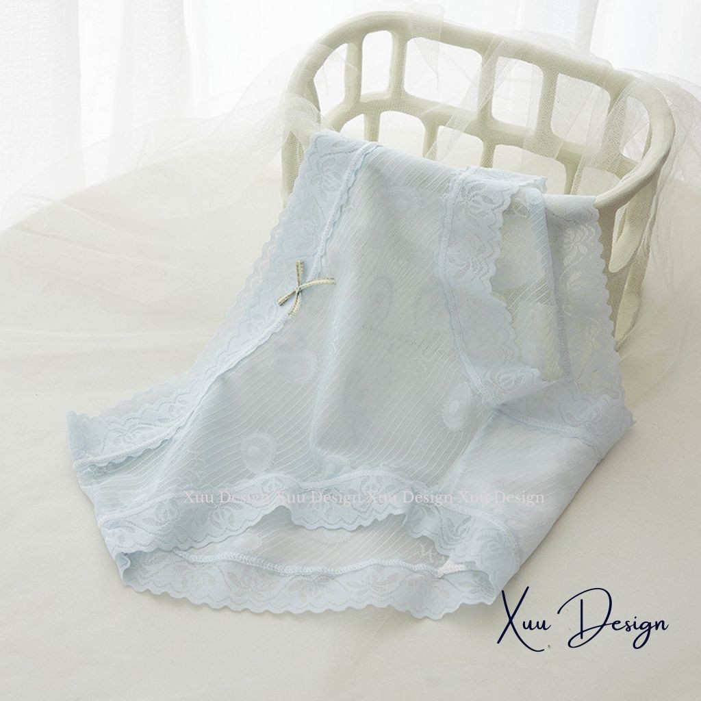 Quần lót nữ ren nơ họa tiết chìm thông thoáng tông màu trẻ trung ngọt ngào - WeXuu Design QC41