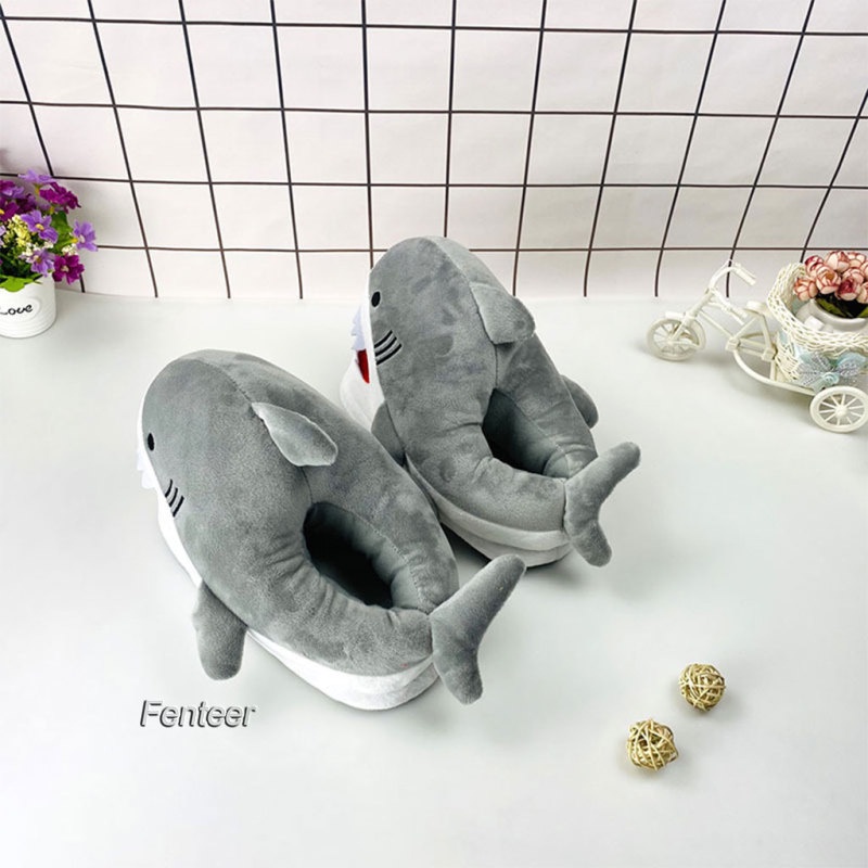 Dép Bông Đi Trong Nhà Hình Cá Mập Giữ Ấm Vui Nhộn Cho Cặp Đôi