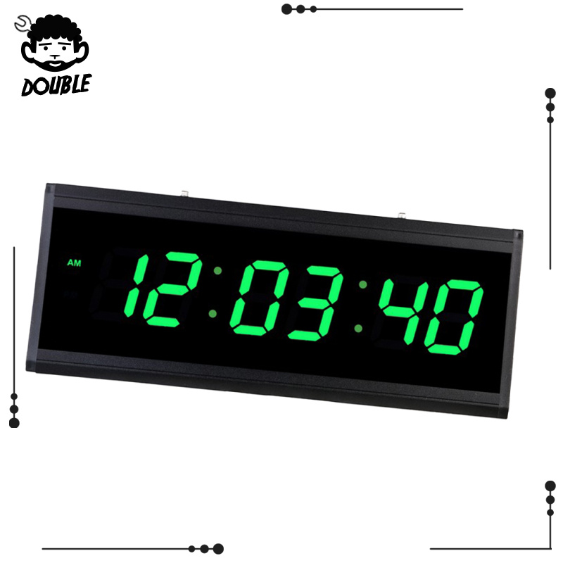 [DOUBLE]Digital Wall Clock LED Screen Time Watch Night Mode 24H Display EU