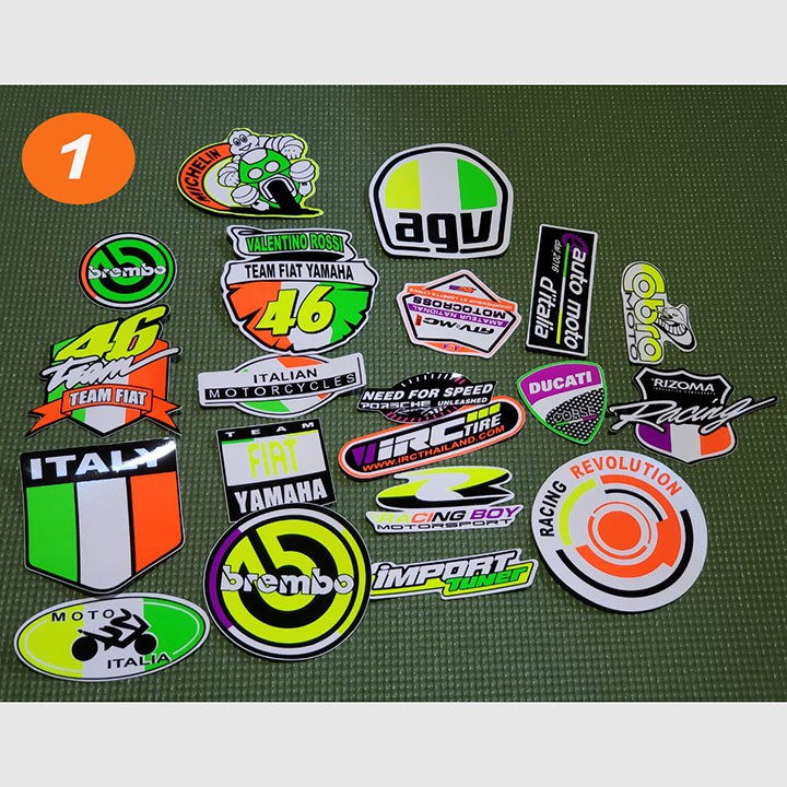 BỘ 20 DECAL DÁN NÓN BẢO HIỂM, LAPTOP, ĐIỆN THOẠI, XE MÁY