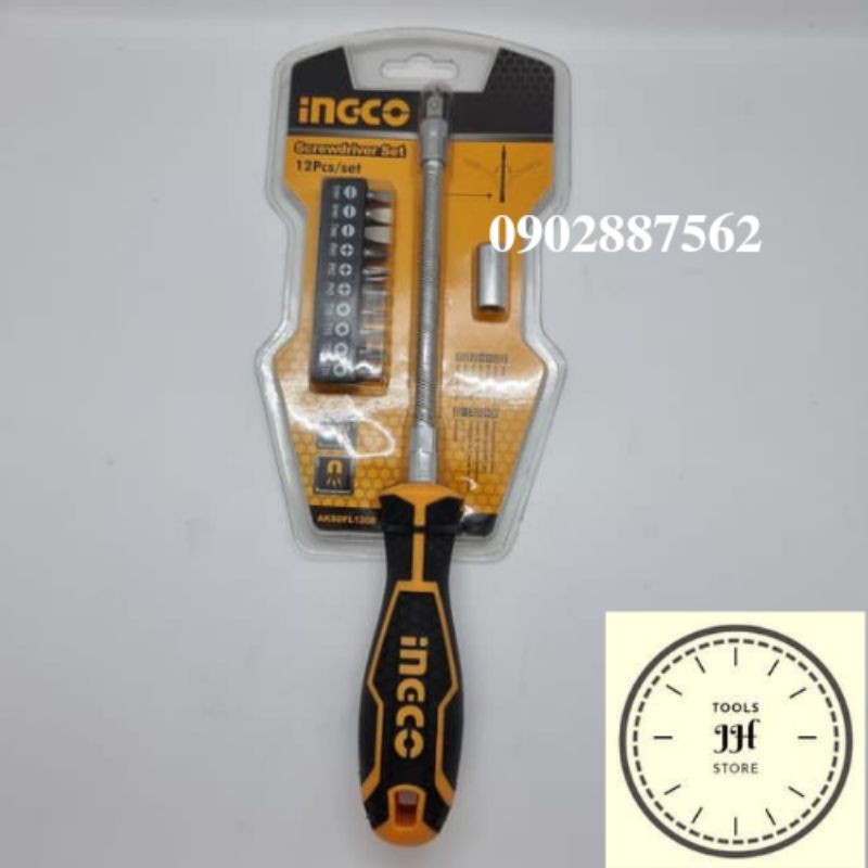 Bộ tuốc nơ vít đa năng 12 chi tiết INGCO AKSDFL1208
