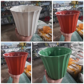 Chậu nhựa sọc khía tròn đường kính 18cm - 20cm - 23cm