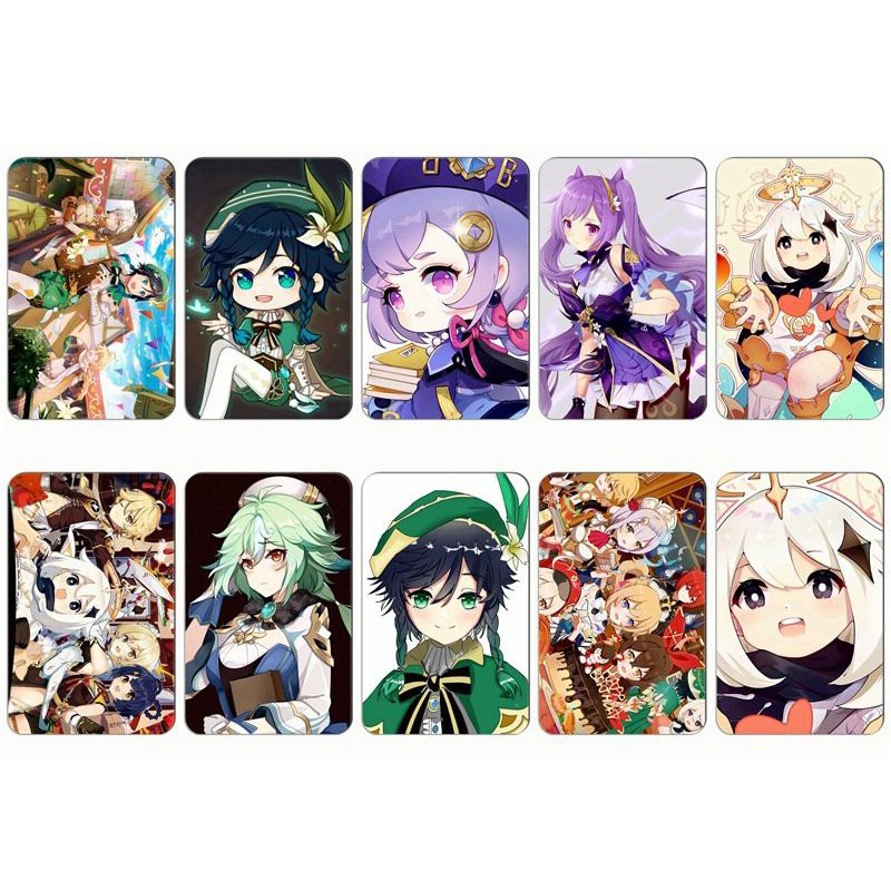 Set 10 ảnh dán in hình GENSHIN IMPACT tấm sticker trang trí nhãn dán anime chibi game xinh xắn độc đáo