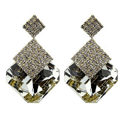 Đôi khuyên tai dài đính đá phong cách thời trang cho nữ