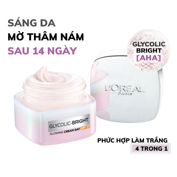 Combo L'Oreal: Sáng Da, Mờ Thâm Nám - 2 Sản Phẩm (Glowing Serum 15ml + Glowing Cream Day 15ml)