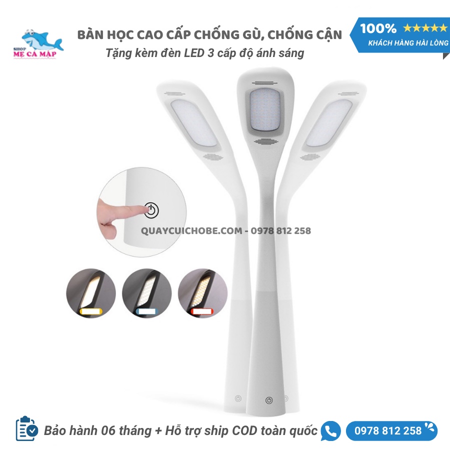 Bàn học cho bé TẶNG ĐÈN LED + GIÁ SÁCH sale giá nhập, bàn học thông minh cho bé bảo hành 12 tháng