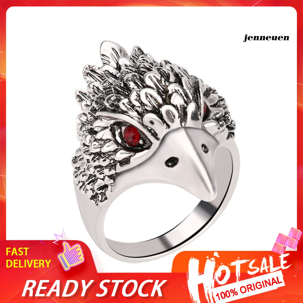 Nhẫn hợp kim hình đầu chim đại bàng đính đá cá tính thời trang cho nam