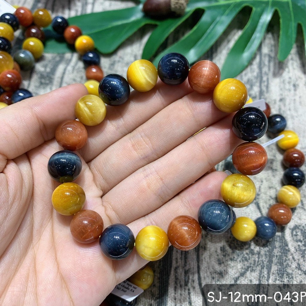 Vòng Tay Mắt Hổ Tam Tài 3 Màu Chủ Đạo Size 10m-14mm