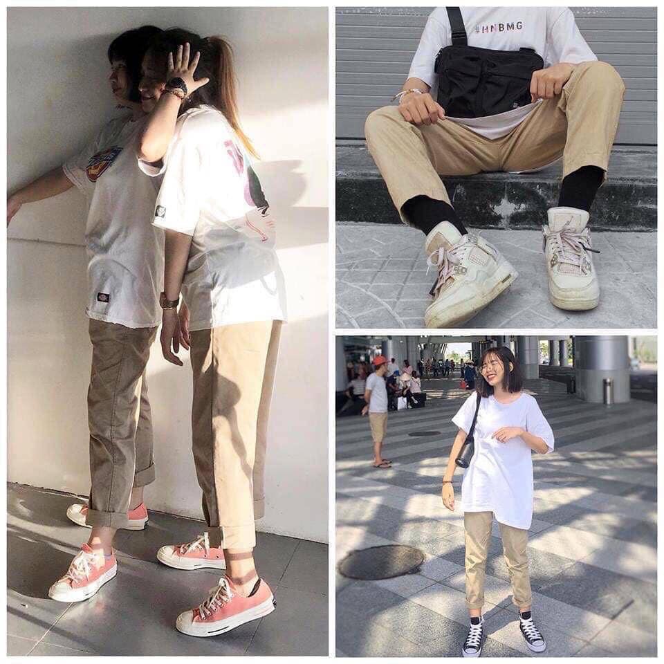 Quần Baggy Kaki Dáng Suông PEONYB Unisex [FREESHIP] 🌸 Culottes khaki cạp chun trơn màu ĐEN | BE Ulzzang HOT 🌸 | BigBuy360 - bigbuy360.vn