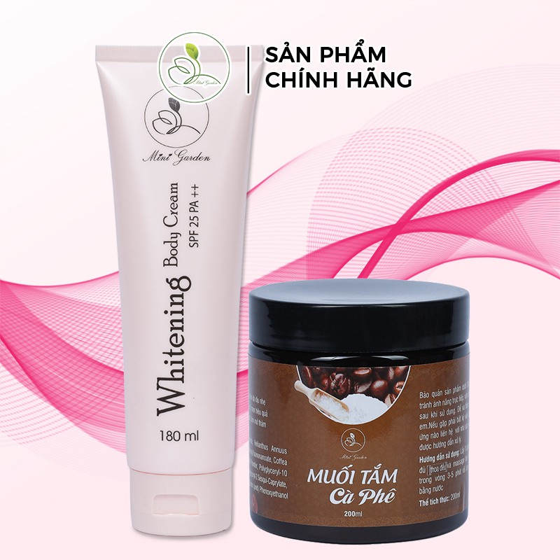 [HOT] Bộ Chăm Sóc Trắng Da 180ml  Minigarden (Kem Body Cream SPF 25 PA ++ 180ml + Muối Tắm Cafe 200 gram) PV1018