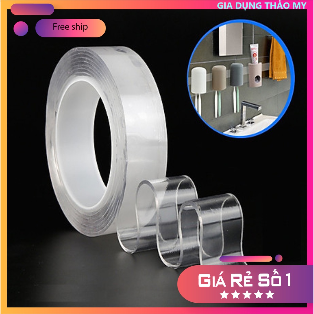 Băng dính 2 mặt trong suốt siêu dính silicon Dán đủ thứ trên mọi bề mặt