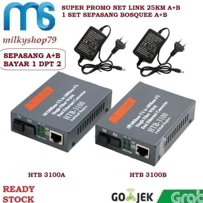 1 Bộ Chuyển Đổi Netlink Htb 3100 Fiber Optic Sang Lan Media Converter A + B Standard 0512