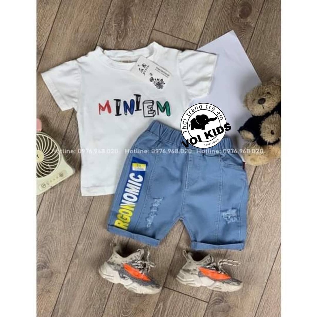 - Áo chất Cotton phối quần Jean mặc cực mát cho bé từ 9-23kg
