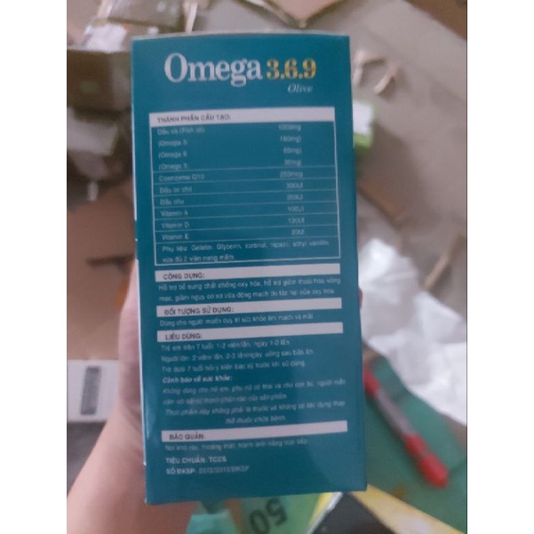 (Hộp 100 viên)Viên Uống Dầu Cá 3.6.9 Olive Chính Hãng Công Ty.