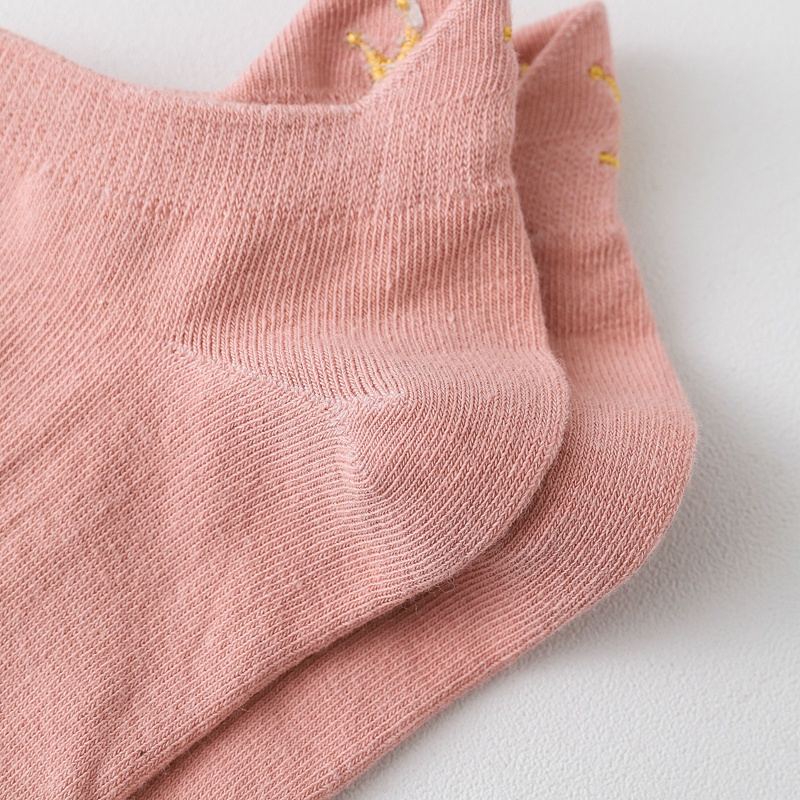 Tất cotton ECMLN màu trắng thêu hình trái tim dễ thương xinh xắn