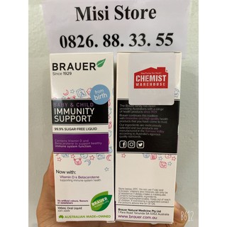 (Tem Chemist) Siro Tăng đề kháng Brauer Immunity Support cho bé, 100ml, mẫu mới