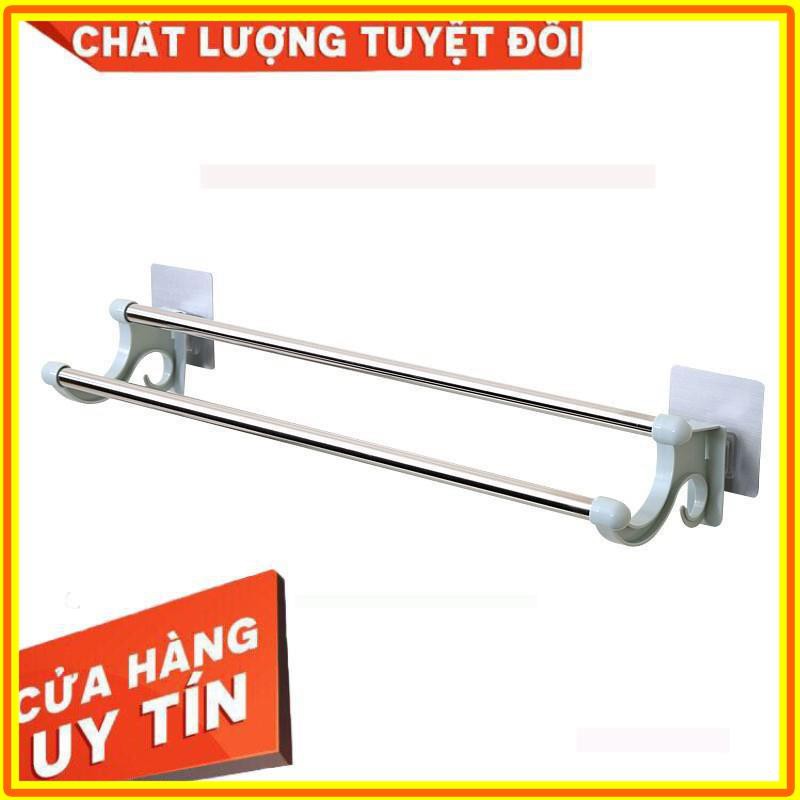 [Siêu Sale] Kệ vắt khăn 2 thanh inox Dính tường siêu chắc Không Cần Khoan Tường K127