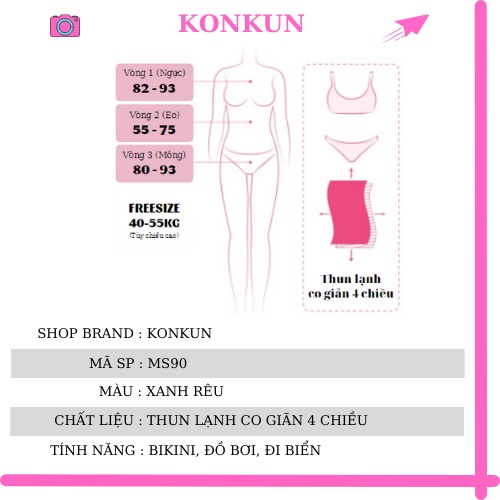 Bikini xoắn ngực sexy màu xanh rêu siêu đẹp KONKUN MS-90