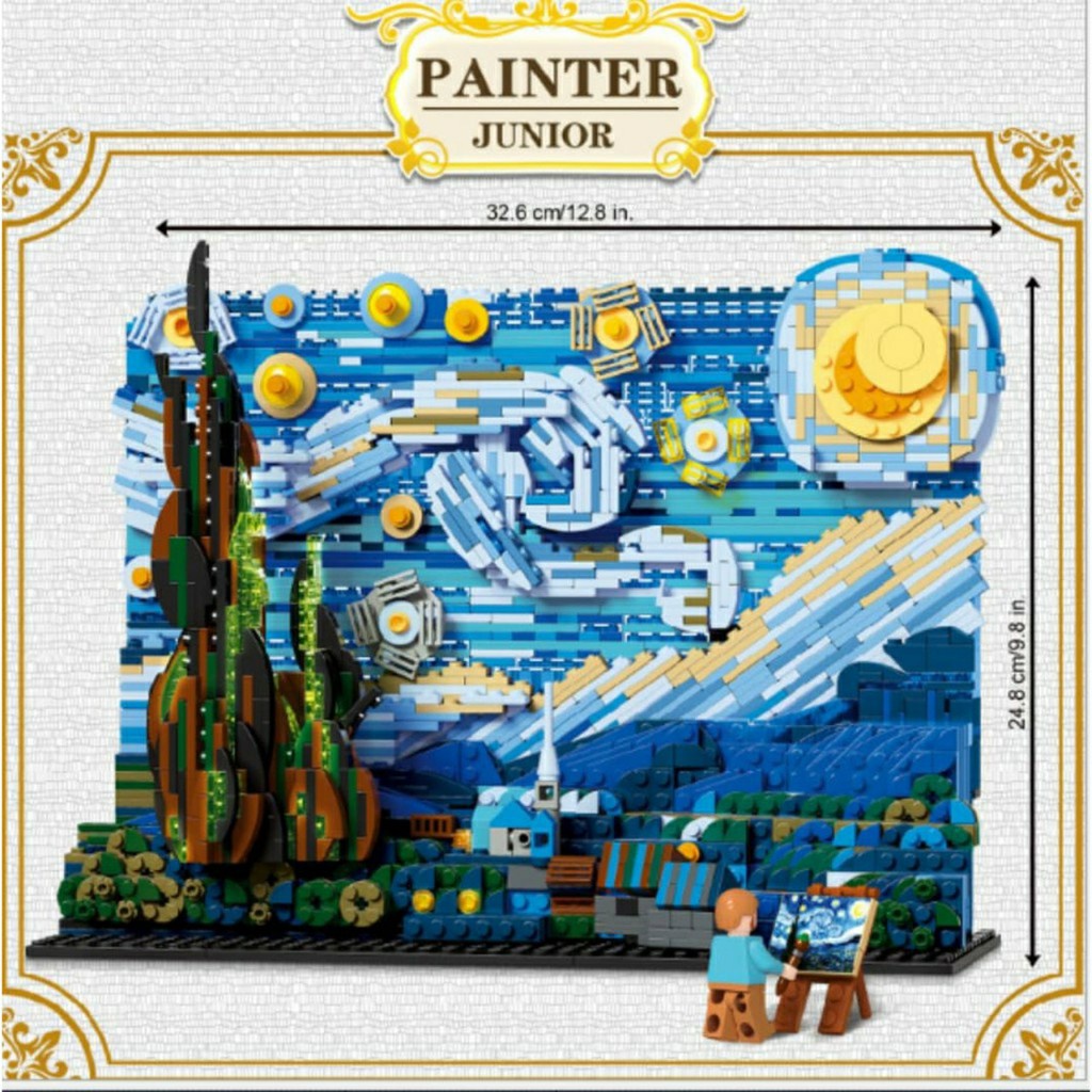 Đồ chơi lắp ráp DK3001 3001 Mô hình Painter Junior bức tranh bầu trời đêm ngàn sao Starry Night