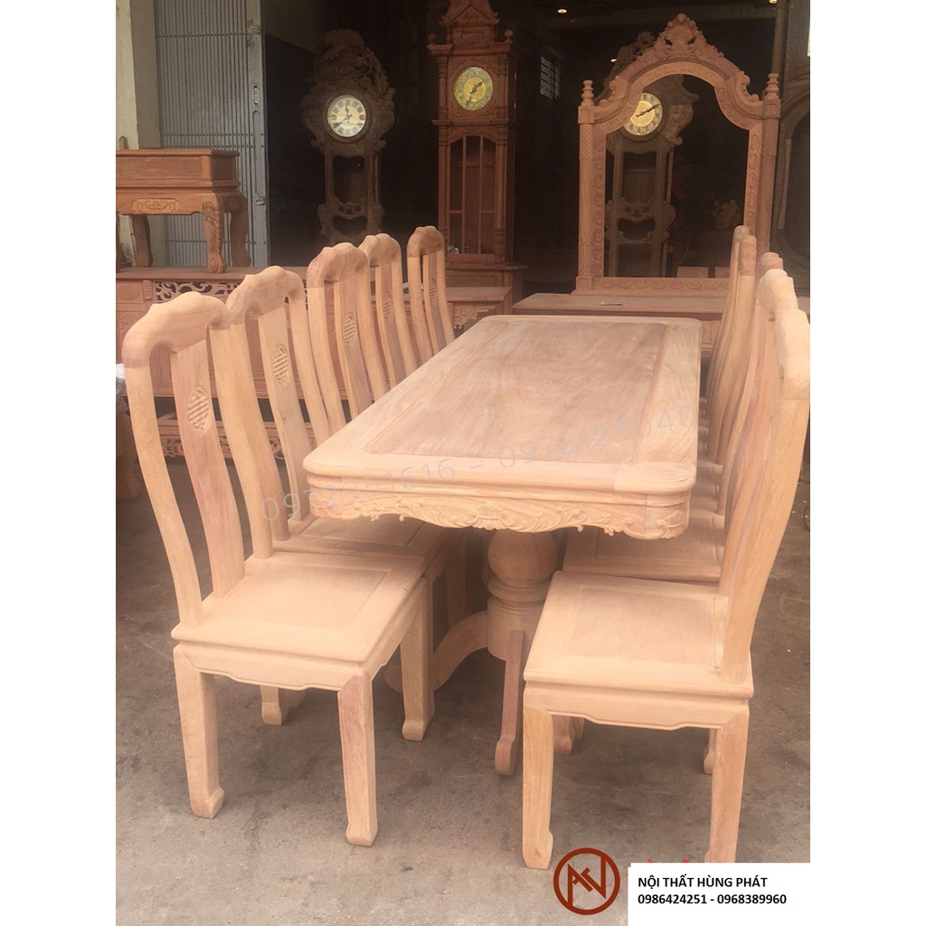 Bộ bàn ghế ăn gỗ gõ đỏ mẫu chữ thọ