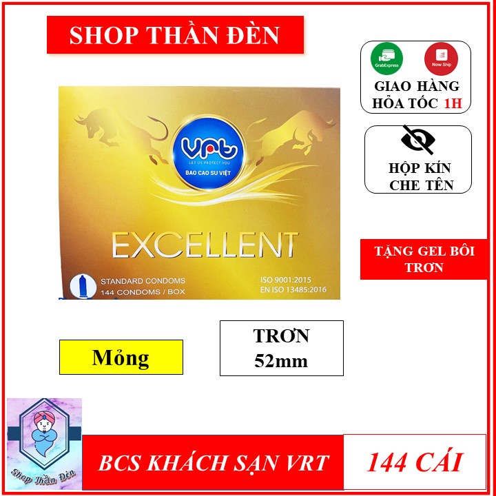 Bao cao su VRT Excellent hộp 144 cái - chuyên dụng khách sạn nhà nghỉ