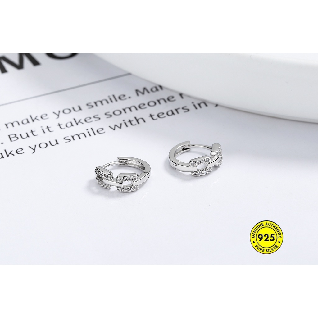 Bông Tai Hình Học Đính Đá Kim Cương Đơn Giản Dễ Phối Đồ Không Cần Cởi Chống Nước Chống Dị Ứng