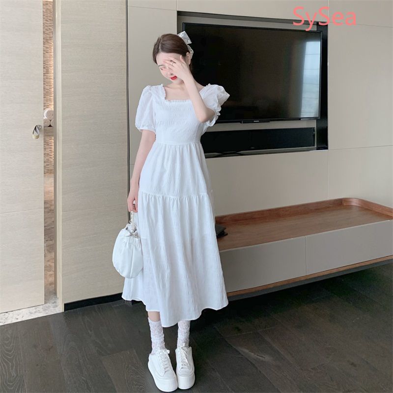 Đầm dài tay ngắn kiểu phồng thiết kế hở lưng thời trang hè cho nữ | BigBuy360 - bigbuy360.vn