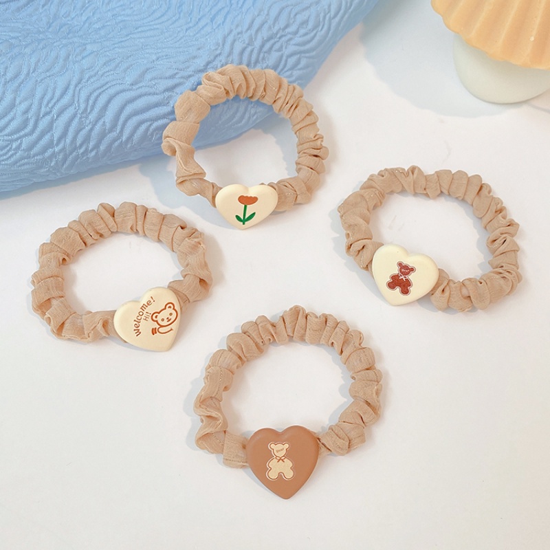 Dây buộc tóc đuôi ngựa họa tiết dễ thương phong cách Hàn Quốc 2021