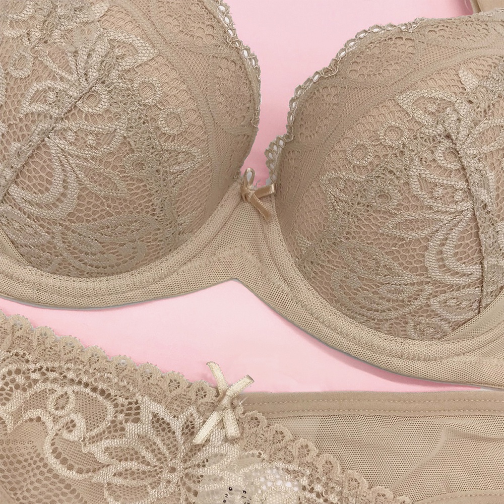 Set bộ đồ lót ren nữ sexy vải lưới thêu hoa kháng khuẩn cao cấp Luperi NY820