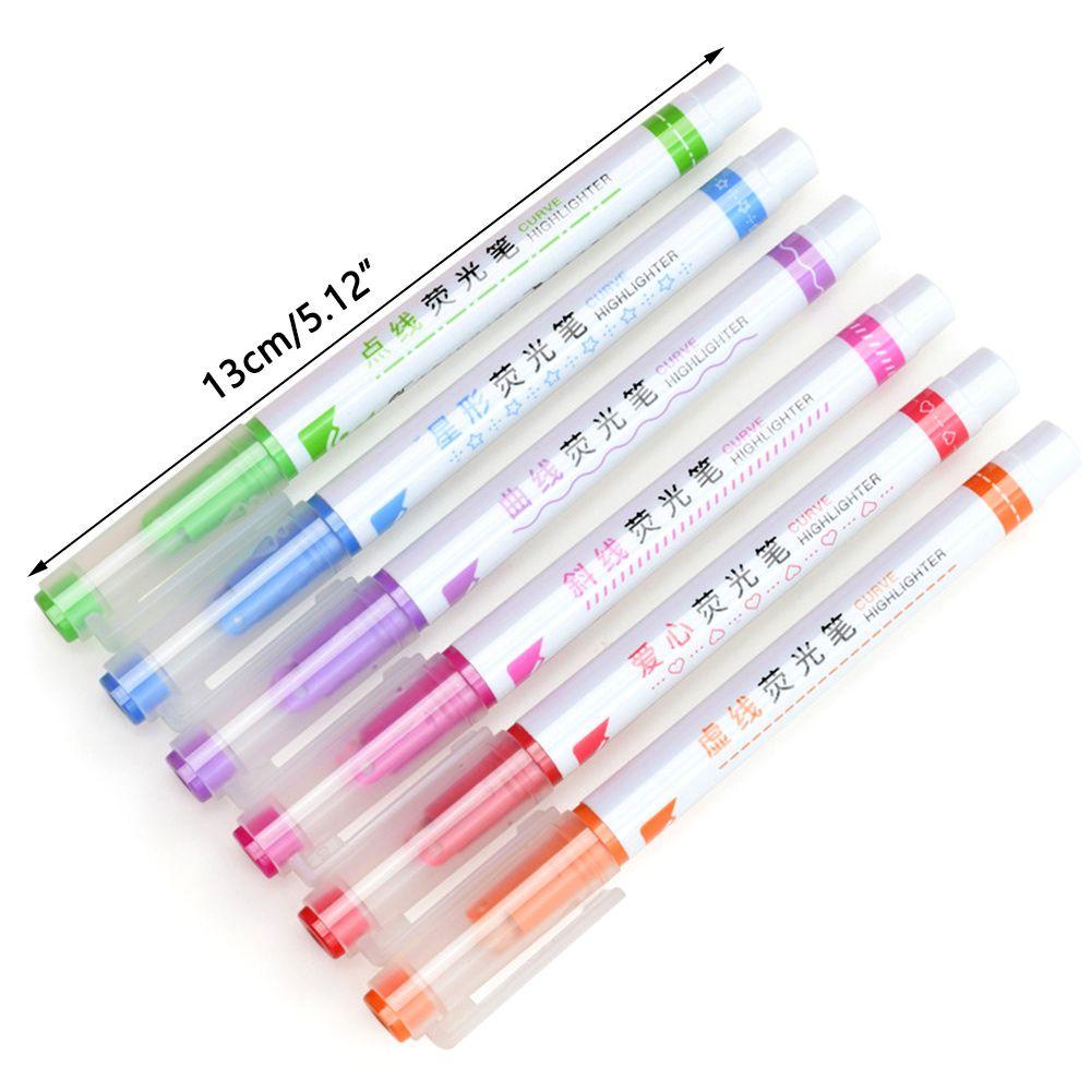 PISTA Bộ 6 Bút Bắt Sáng Dạng Cong Hình Bông Hoa Phong Cách Graffiti Giáng Sinh Màu Sắc