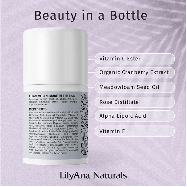 Kem dưỡng ẩm săn chắc và làm sáng da mờ thâm LilyAna Naturals Face Moisturizer 48g USA