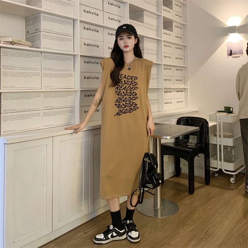 [Linin] Đầm Sát Nách Dáng Rộng Hở Lưng Có Đệm Mút Size Lớn Thời Trang Mùa Hè Cho Nữ