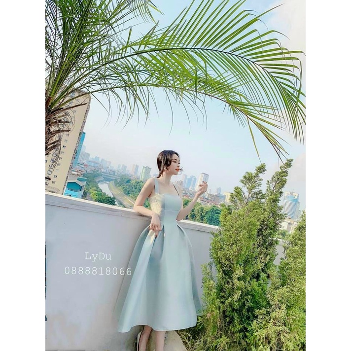 (Sale FreeShip)Đầm nữ dự tiệc,đầm thiết kế 2 dây dáng xòe phồng,chất tapta cao cấp có mút,hàng chuẩn shop lên from đẹp