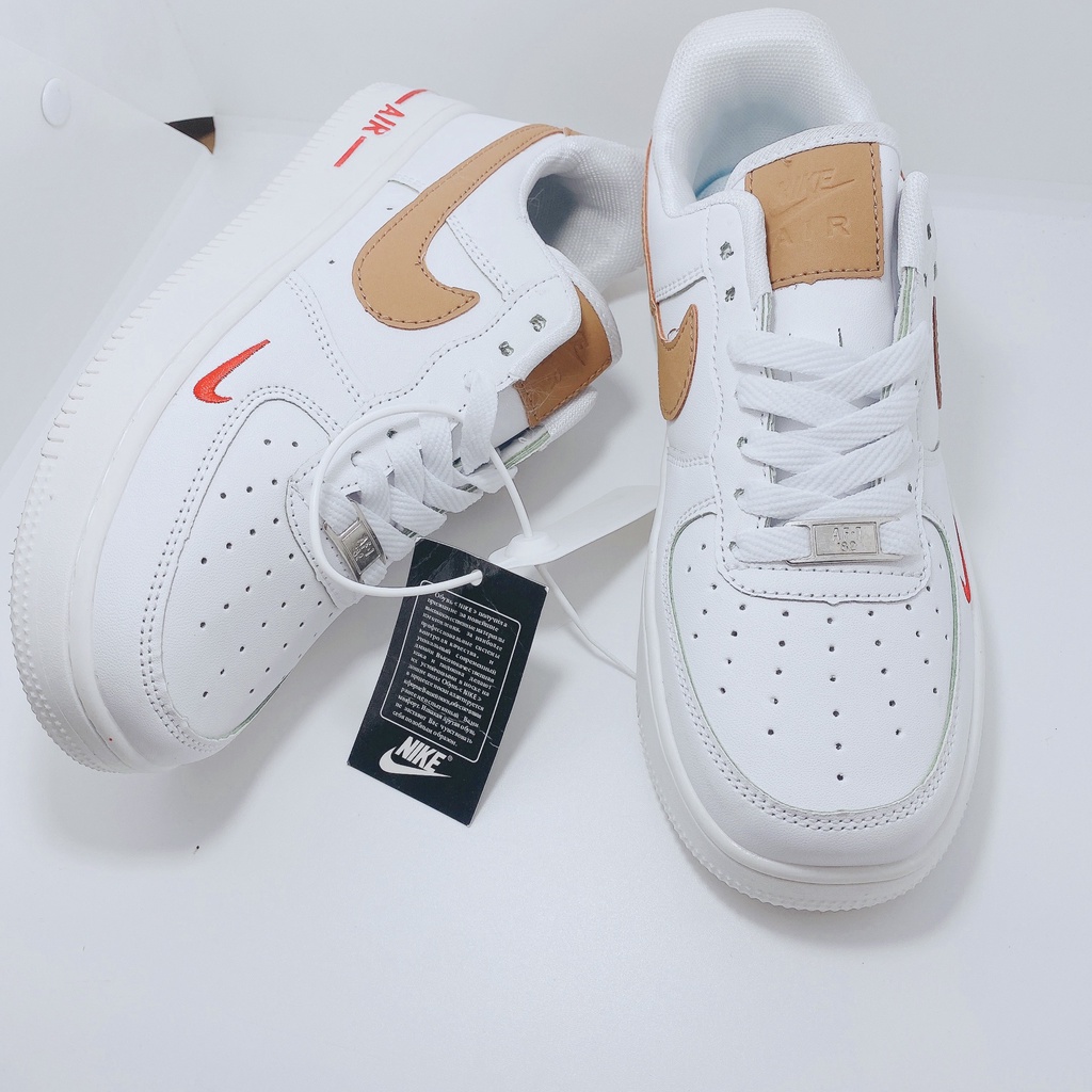 Giày Thể Thao Nam Nữ Sneaker AF1 Cổ Thấp Trắng Swosh Vàng Đỏ Full Size | BigBuy360 - bigbuy360.vn