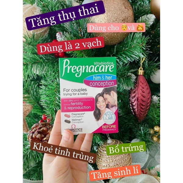 {Date 2024} Viên uống (60v) tăng khả năng thụ thai cho nam nữ Pregnacare Him and Her Conception, UK