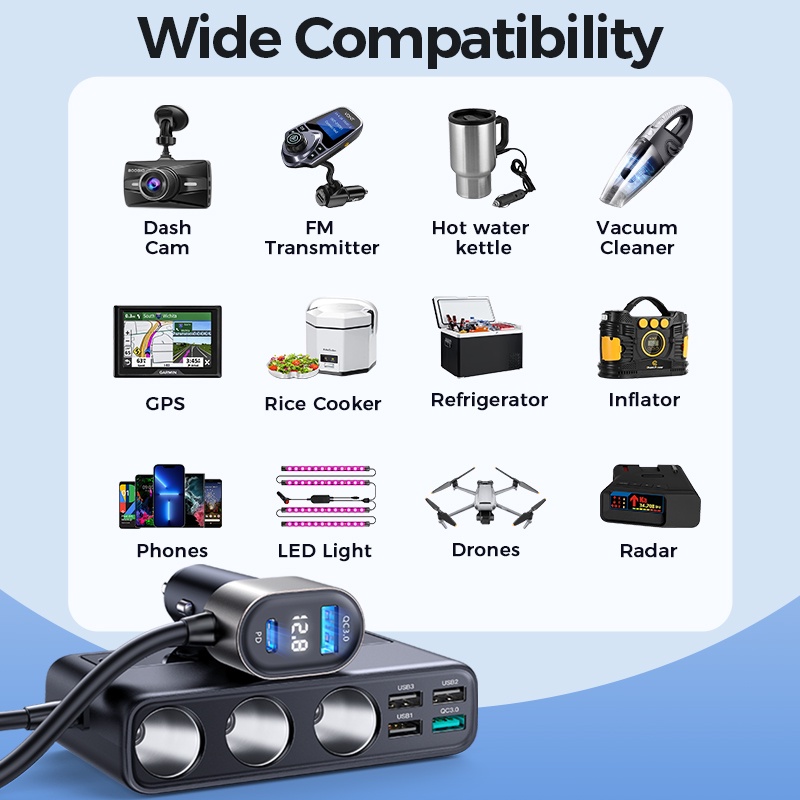 JOYROOM Tẩu Sạc Nhanh Kỹ Thuật Số 9 Trong 1 154W Cho Xe Hơi iPhone | BigBuy360 - bigbuy360.vn