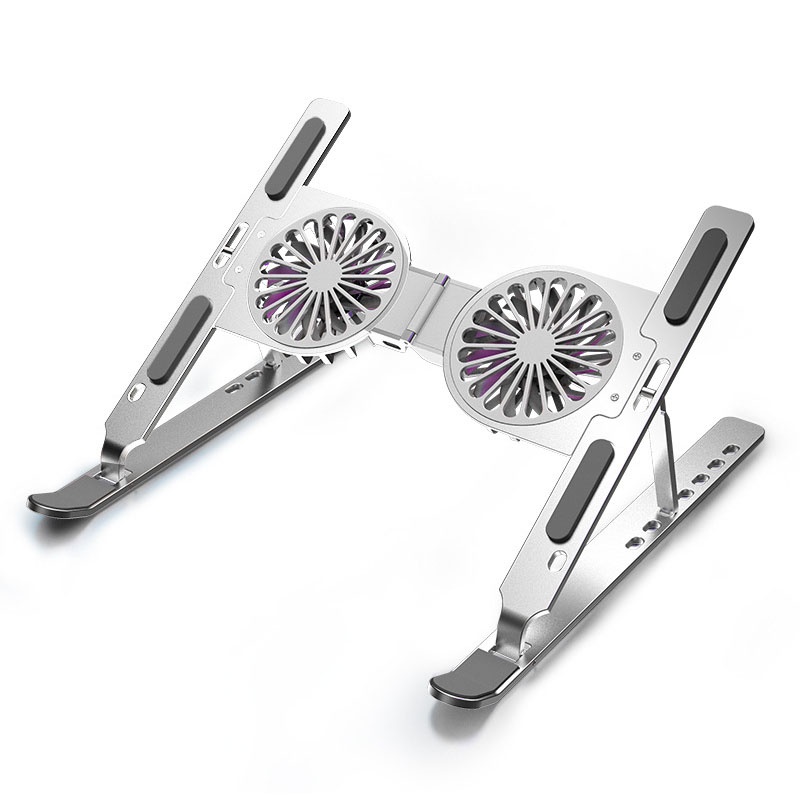 Giá đỡ laptop hợp kim nhôm cao cấp có quạt làm mát, giá đỡ tản nhiệt laptop máy tính gấp gọn tiện dụng có thể điều chỉnh