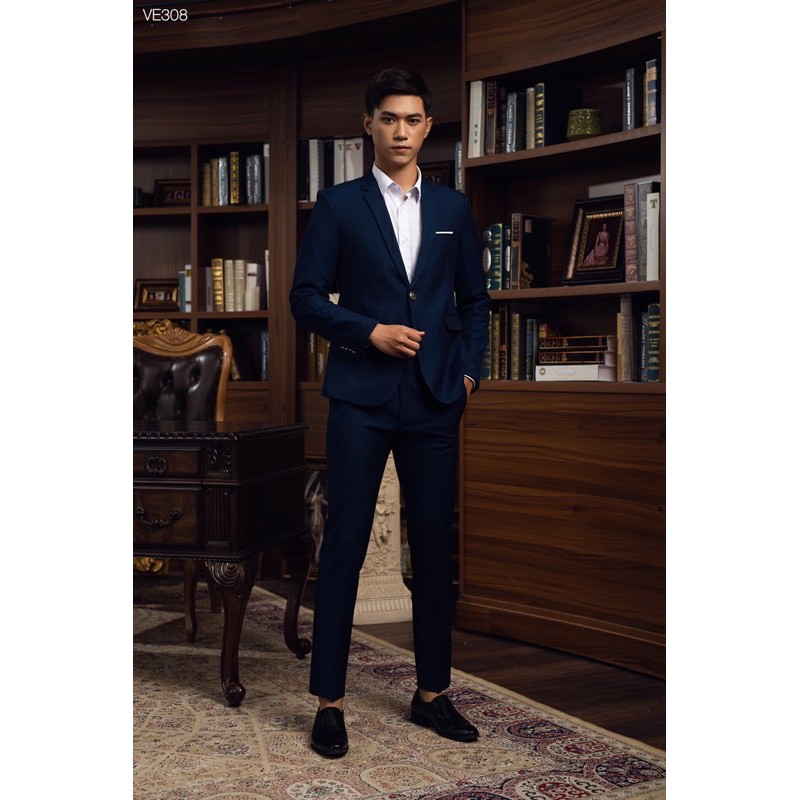 Bộ vest nam,Aó vest nam thời trang ,bộ suit màu xanh navy cao cấp lịch lãm cho phái mạnh, com lê blaze